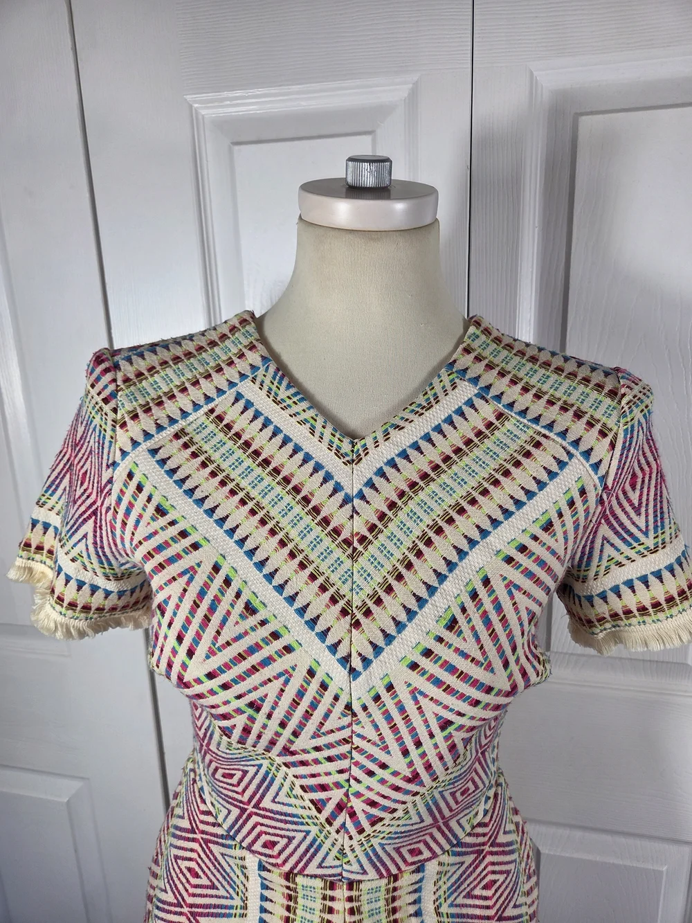 Acler Rae Geometric Fringe Cutout Dress XS